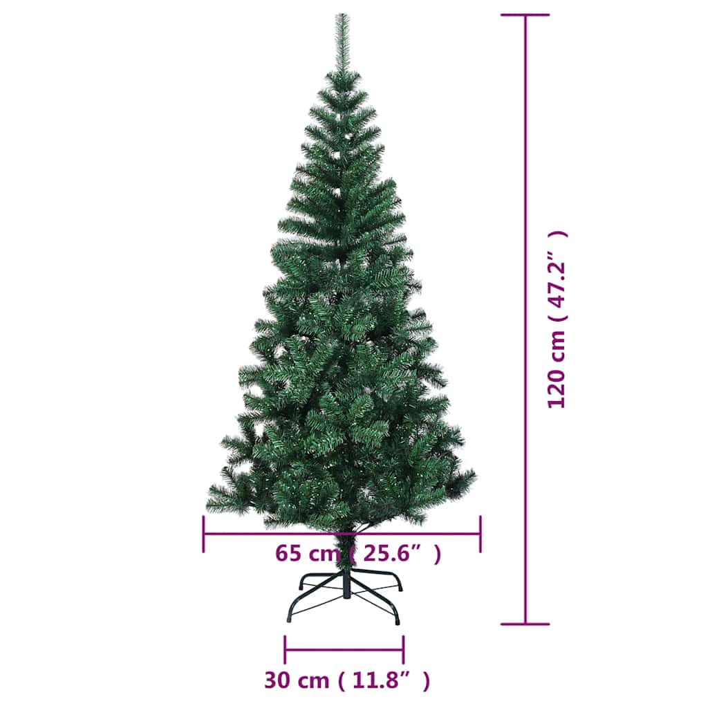 vidaXL Sztuczna choinka z opalizującymi końcówkami, zielona, 120 cm