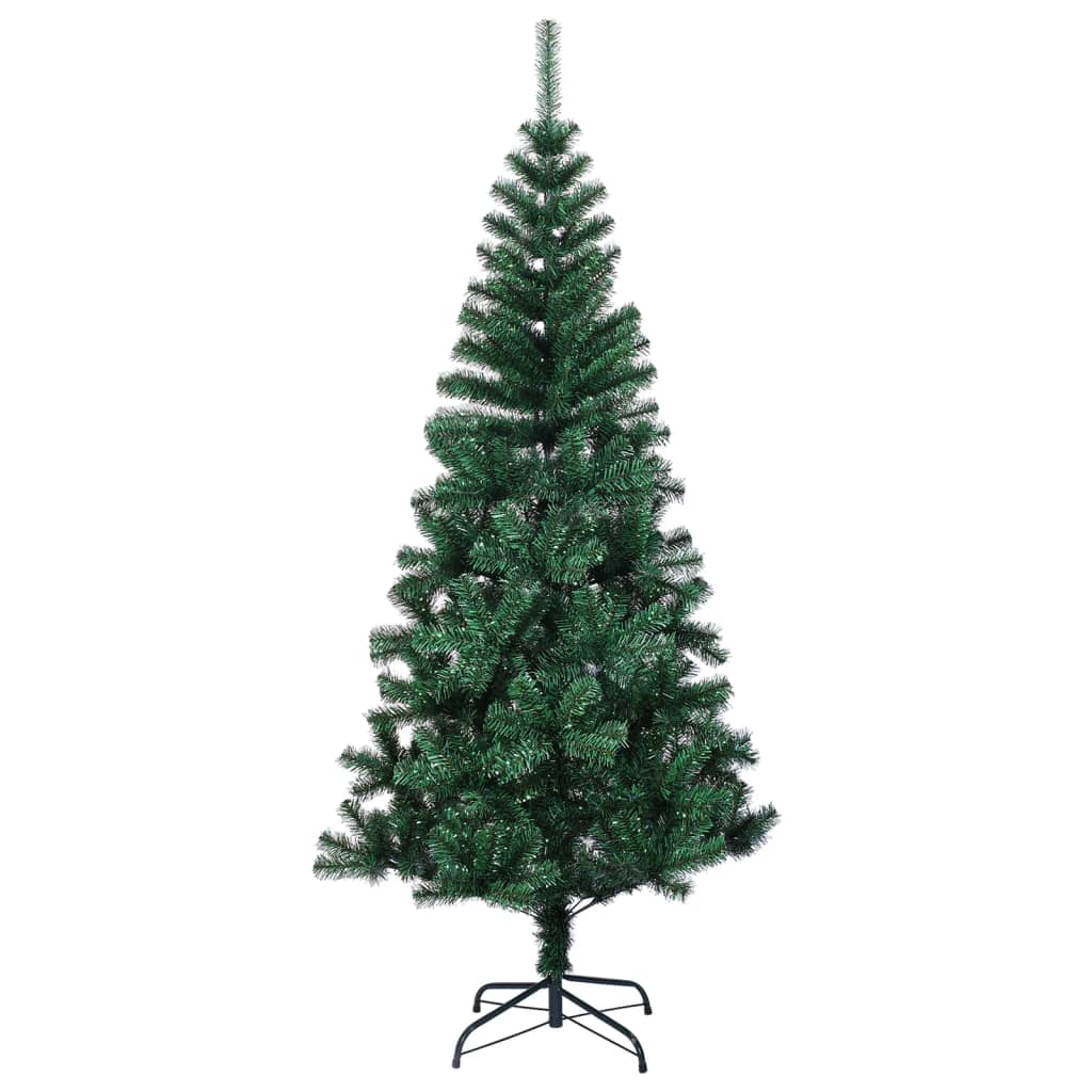 vidaXL Sztuczna choinka z opalizującymi końcówkami, zielona, 210 cm