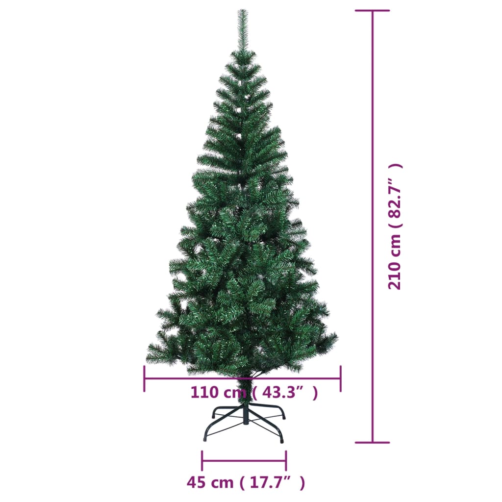 vidaXL Sztuczna choinka z opalizującymi końcówkami, zielona, 210 cm