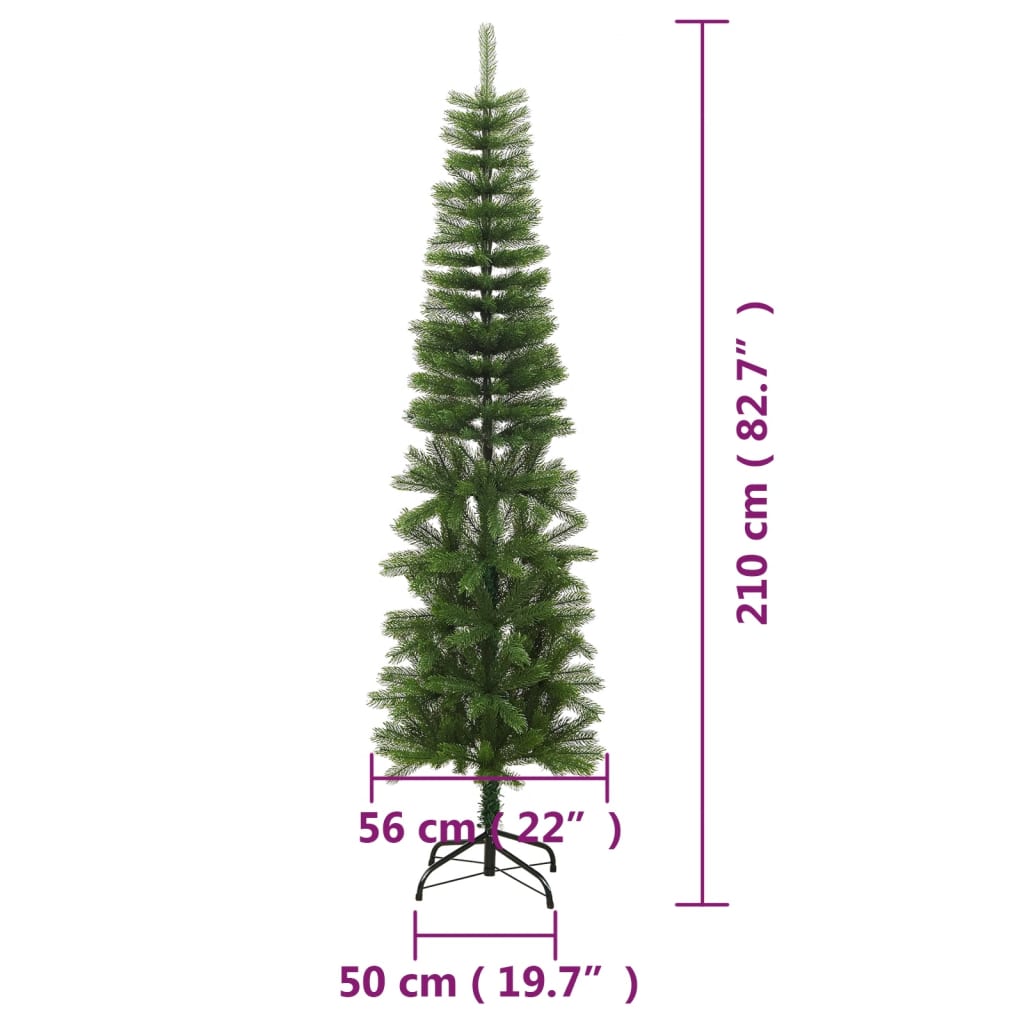 vidaXL Sztuczna, smukła choinka ze stojakiem, 210 cm, PE