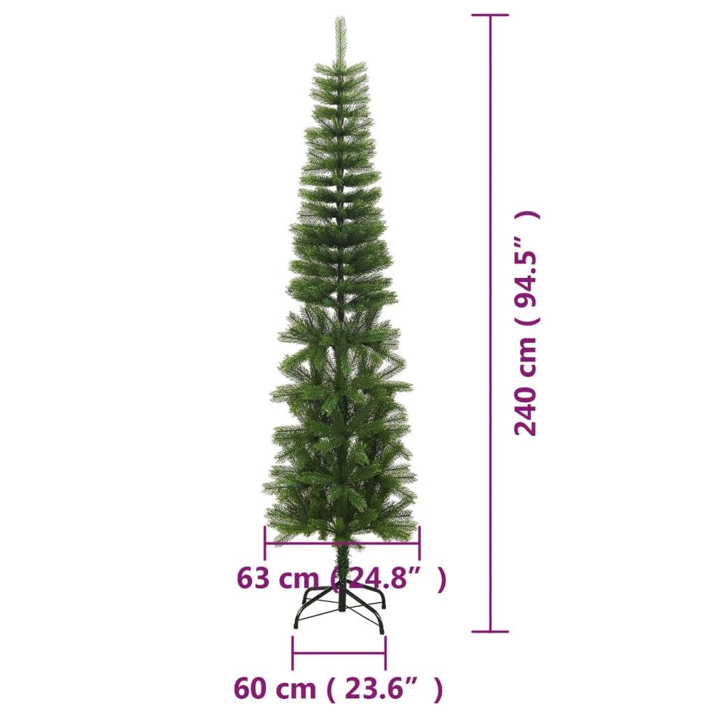 vidaXL Sztuczna, smukła choinka ze stojakiem, 240 cm, PE