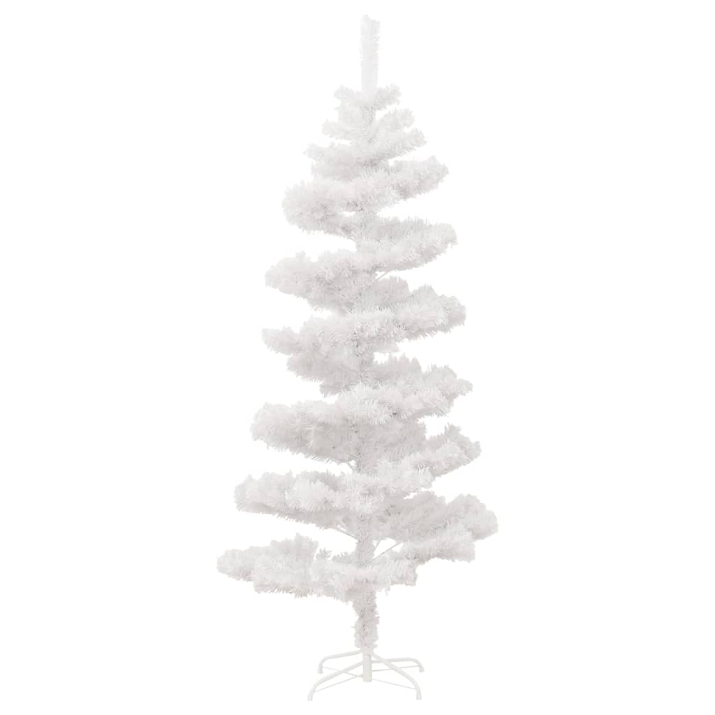 vidaXL Spiralna choinka z lampkami i stojakiem, biała, 150 cm, PVC