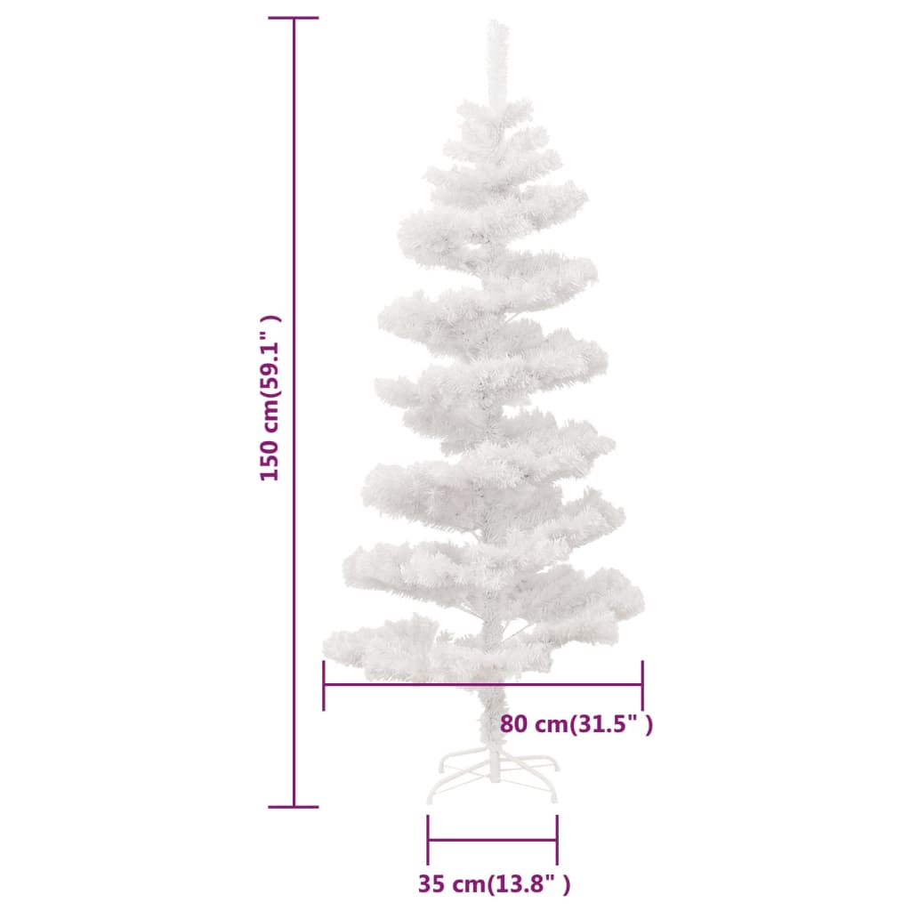vidaXL Spiralna choinka z lampkami i stojakiem, biała, 150 cm, PVC
