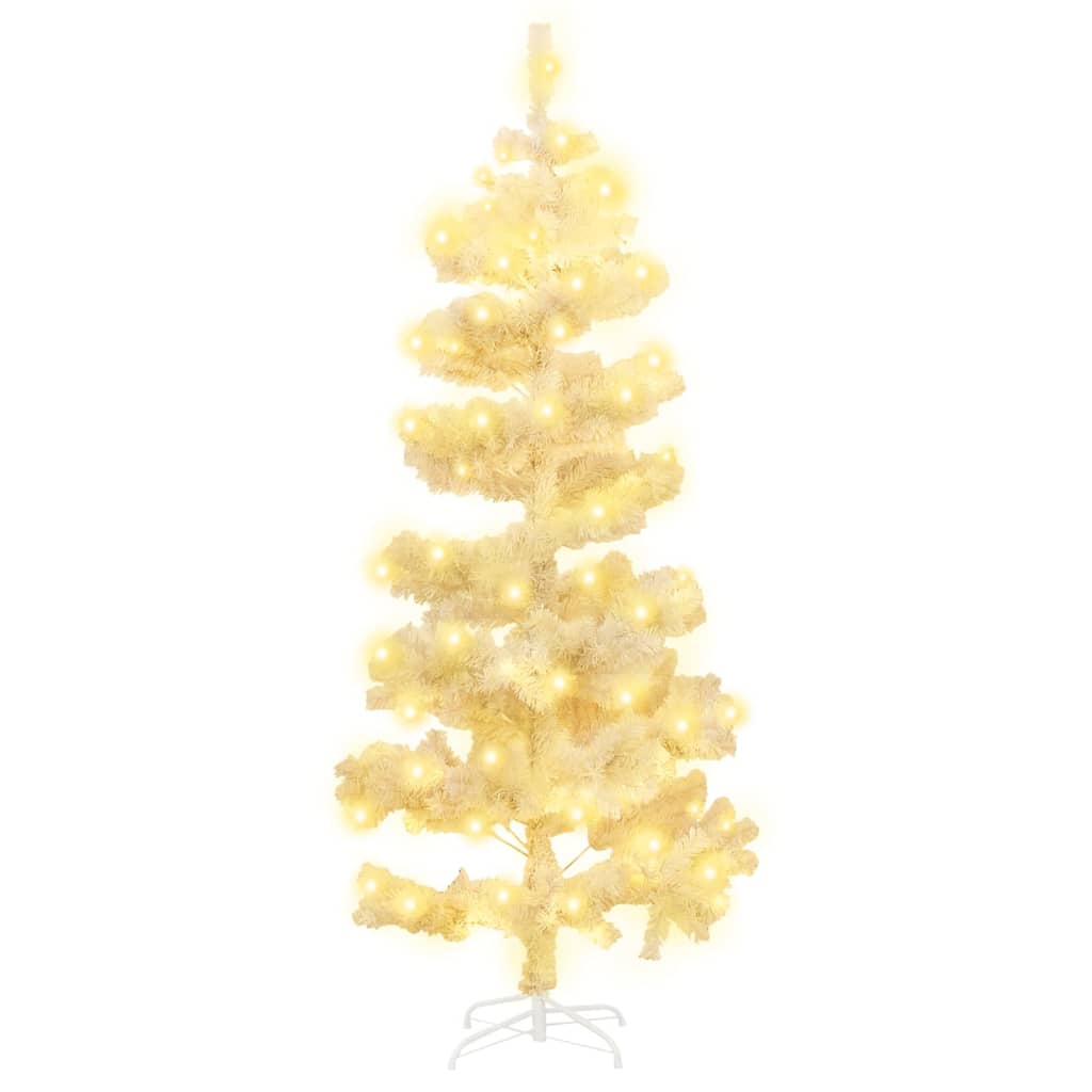 vidaXL Spiralna choinka z lampkami i stojakiem, biała, 180 cm, PVC