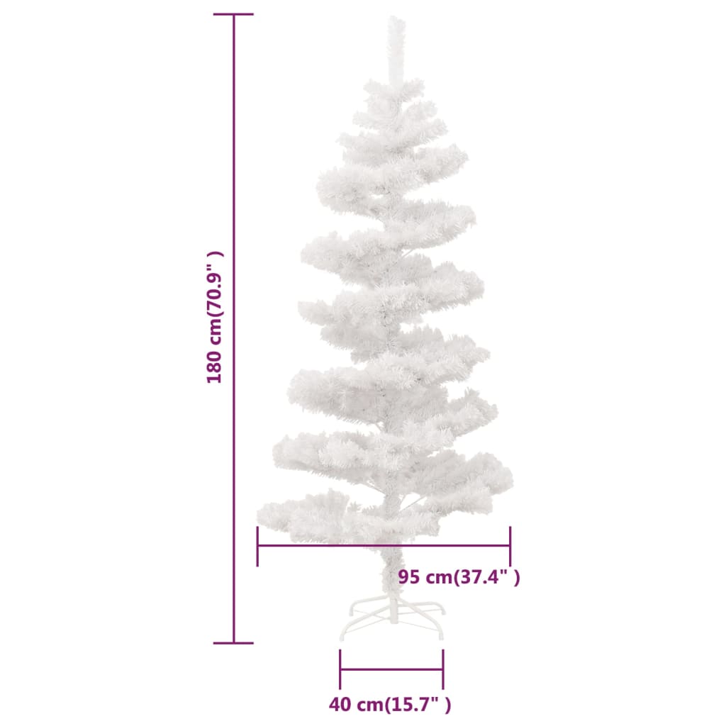 vidaXL Spiralna choinka z lampkami i stojakiem, biała, 180 cm, PVC