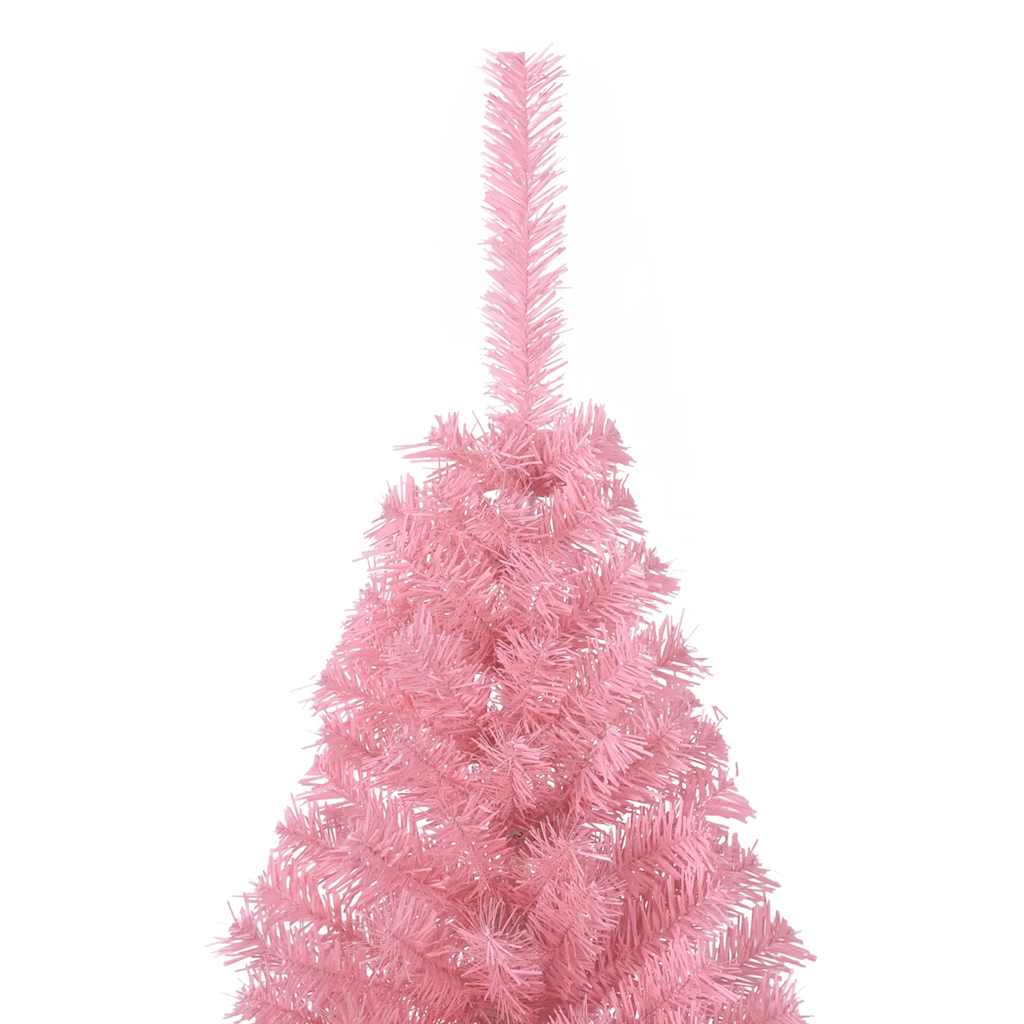 vidaXL Sztuczna choinka połówka ze stojakiem, różowa, 120 cm, PVC
