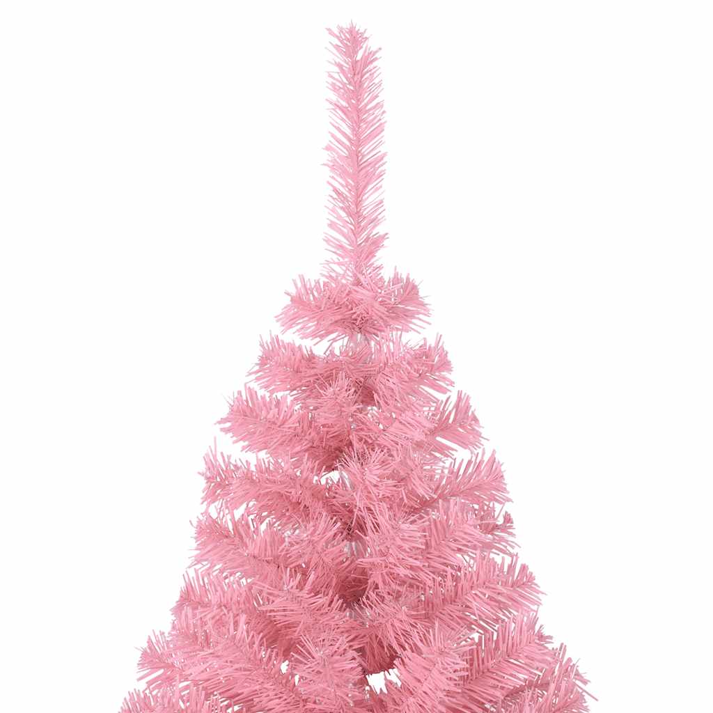 vidaXL Sztuczna choinka połówka ze stojakiem, różowa, 210 cm, PVC