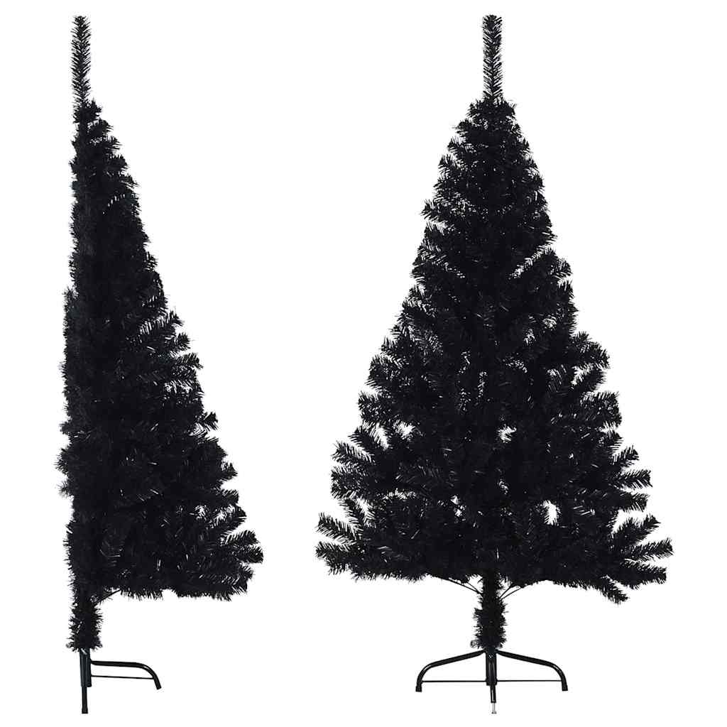 vidaXL Sztuczna choinka połówka ze stojakiem, czarna, 120 cm, PVC