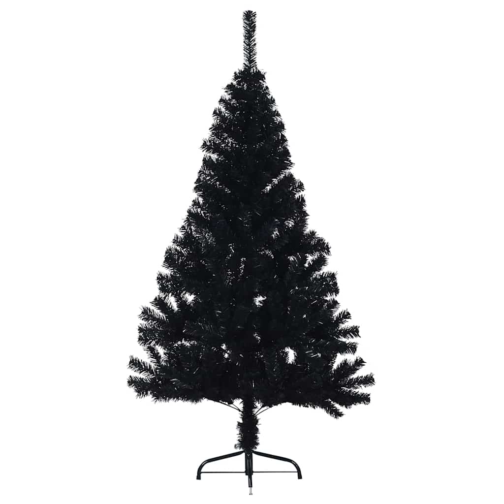 vidaXL Sztuczna choinka połówka ze stojakiem, czarna, 120 cm, PVC