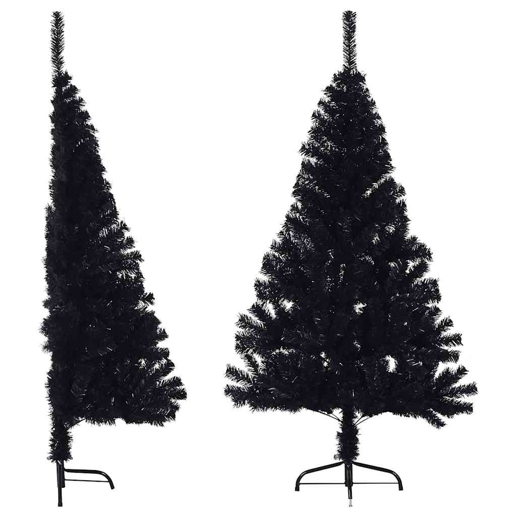 vidaXL Sztuczna choinka połówka ze stojakiem, czarna, 150 cm, PVC