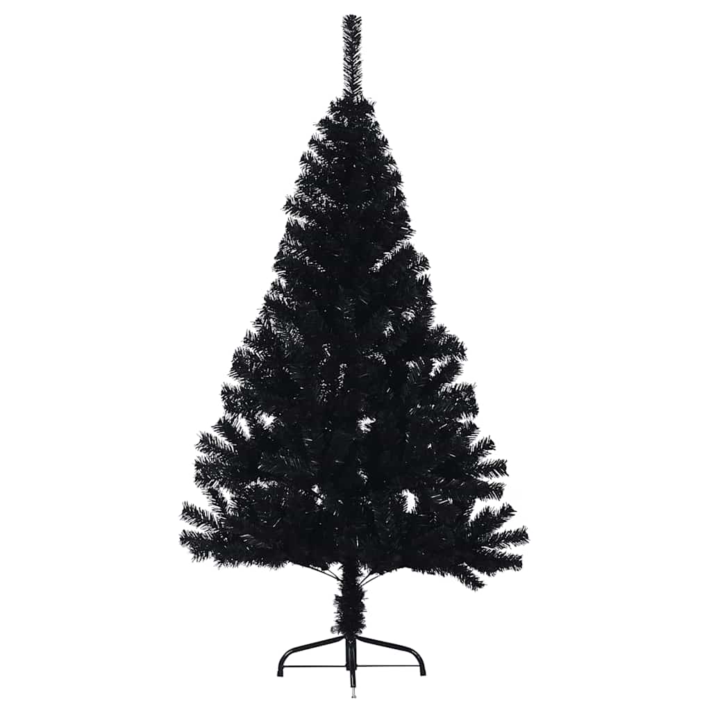 vidaXL Sztuczna choinka połówka ze stojakiem, czarna, 150 cm, PVC