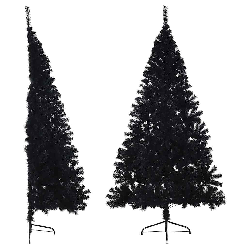 vidaXL Sztuczna choinka połówka ze stojakiem, czarna, 180 cm, PVC