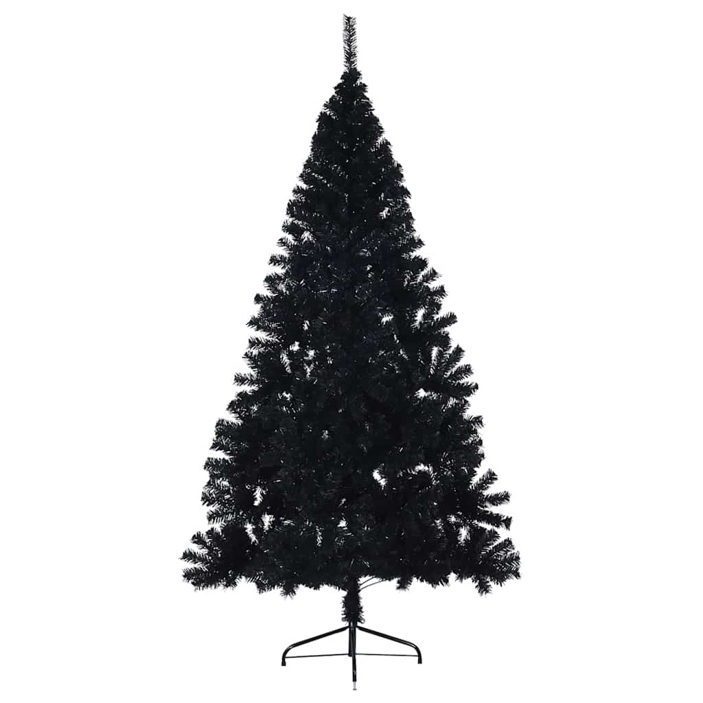 vidaXL Sztuczna choinka połówka ze stojakiem, czarna, 180 cm, PVC
