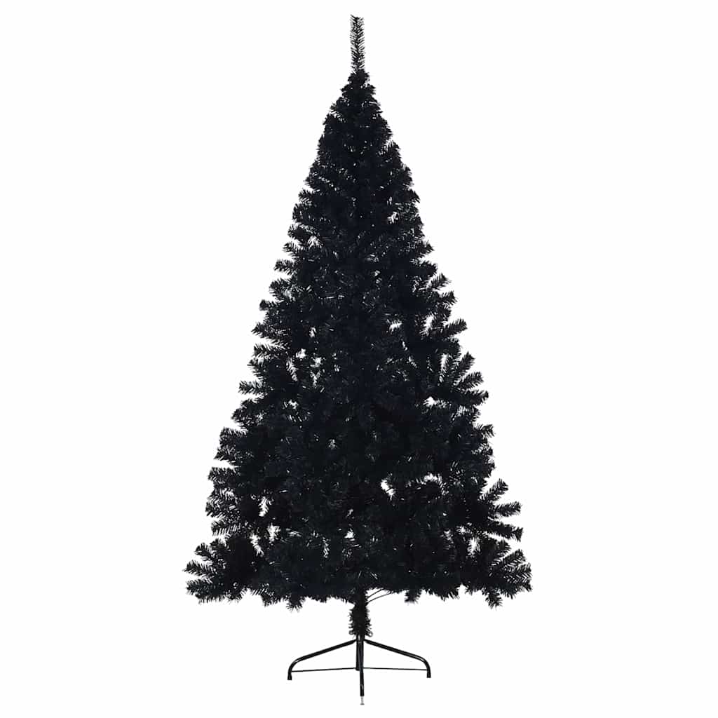 vidaXL Sztuczna choinka połówka ze stojakiem, czarna, 210 cm, PVC
