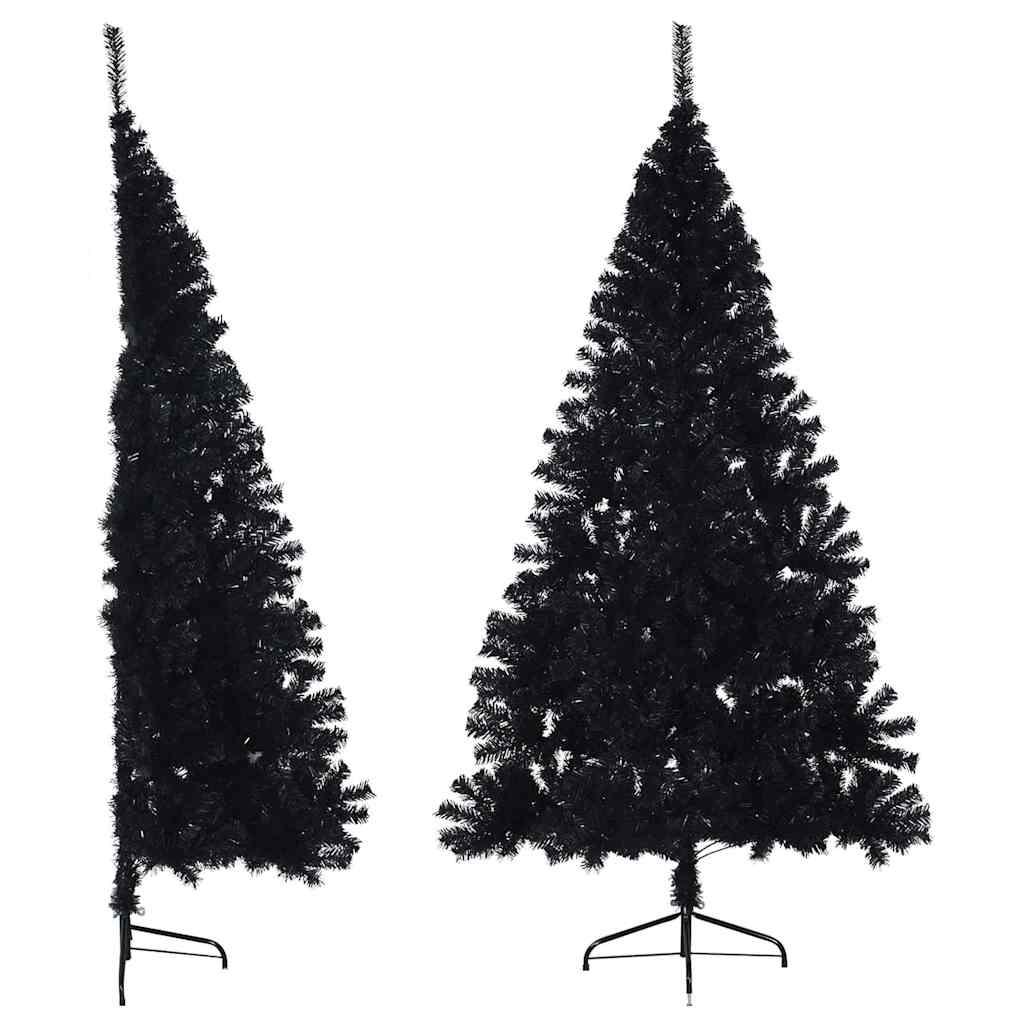 vidaXL Sztuczna choinka połówka ze stojakiem, czarna, 240 cm, PVC