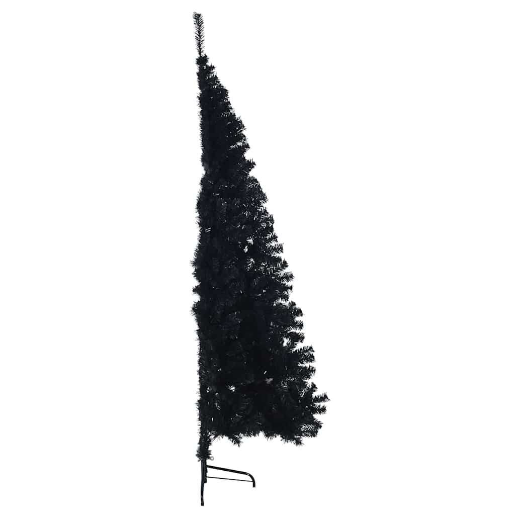 vidaXL Sztuczna choinka połówka ze stojakiem, czarna, 240 cm, PVC