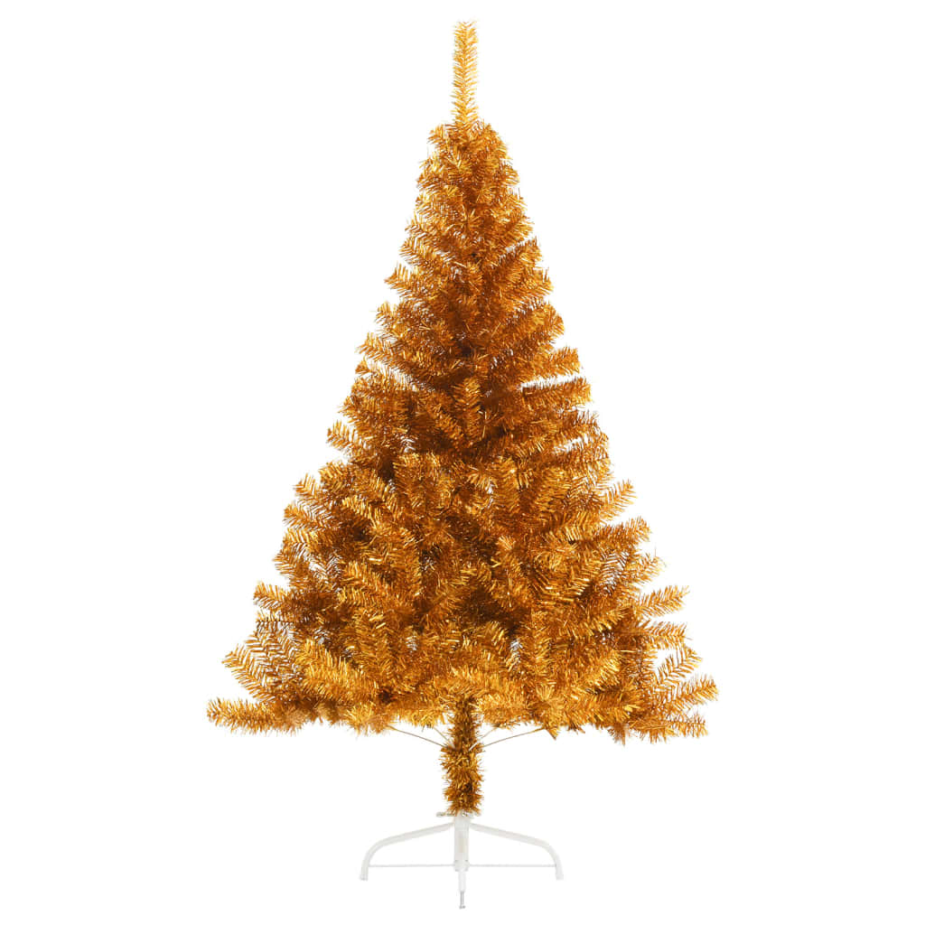 vidaXL Sztuczna choinka połówka ze stojakiem, złota, 120 cm, PET