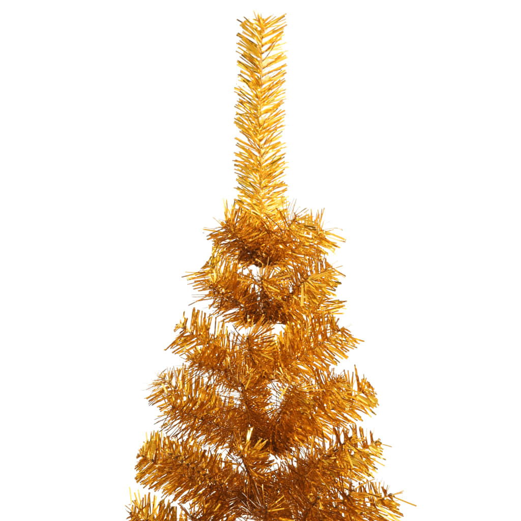 vidaXL Sztuczna choinka połówka ze stojakiem, złota, 240 cm, PET