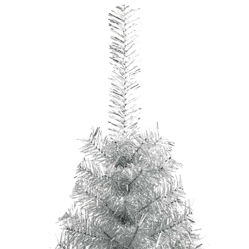 vidaXL Sztuczna choinka połówka ze stojakiem, srebrna, 240 cm, PET