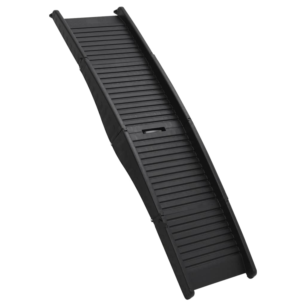vidaXL Składana rampa dla psów, czarna, 153x40x12,5 cm, plastikowa