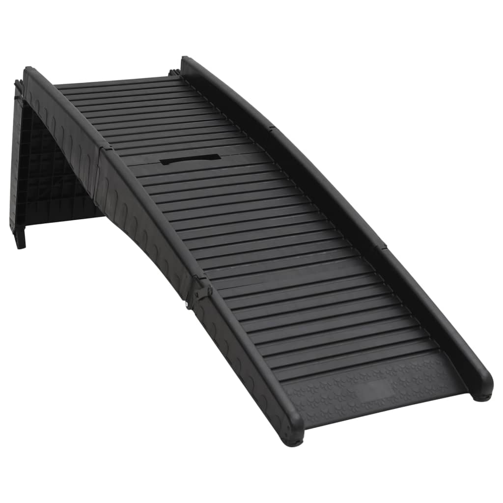 vidaXL Składana rampa dla psów, czarna, 153x40x12,5 cm, plastikowa