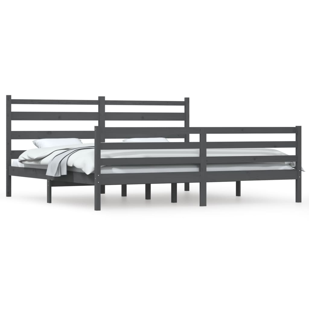 vidaXL Rama łóżka, lite drewno sosnowe, 200 x 200 cm, szara