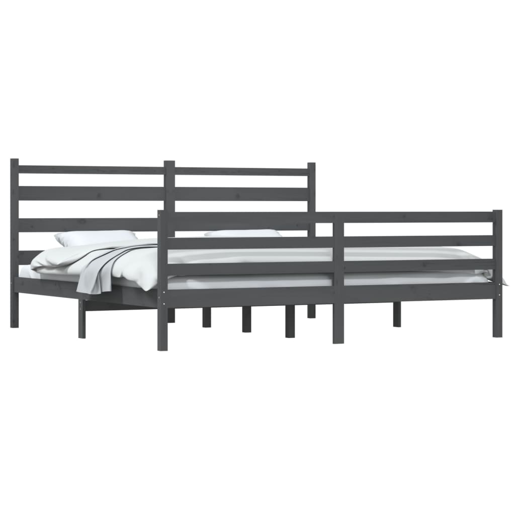 vidaXL Rama łóżka, lite drewno sosnowe, 200 x 200 cm, szara