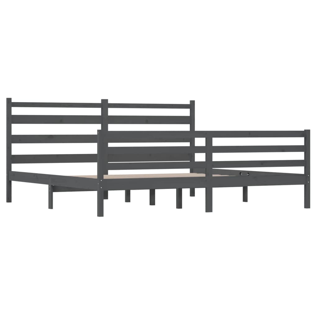 vidaXL Rama łóżka, lite drewno sosnowe, 200 x 200 cm, szara