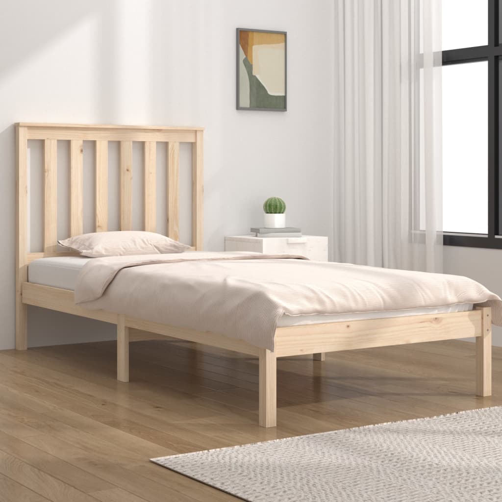 vidaXL Rama łóżka, lite drewno sosnowe, 75x190 cm, pojedyncza