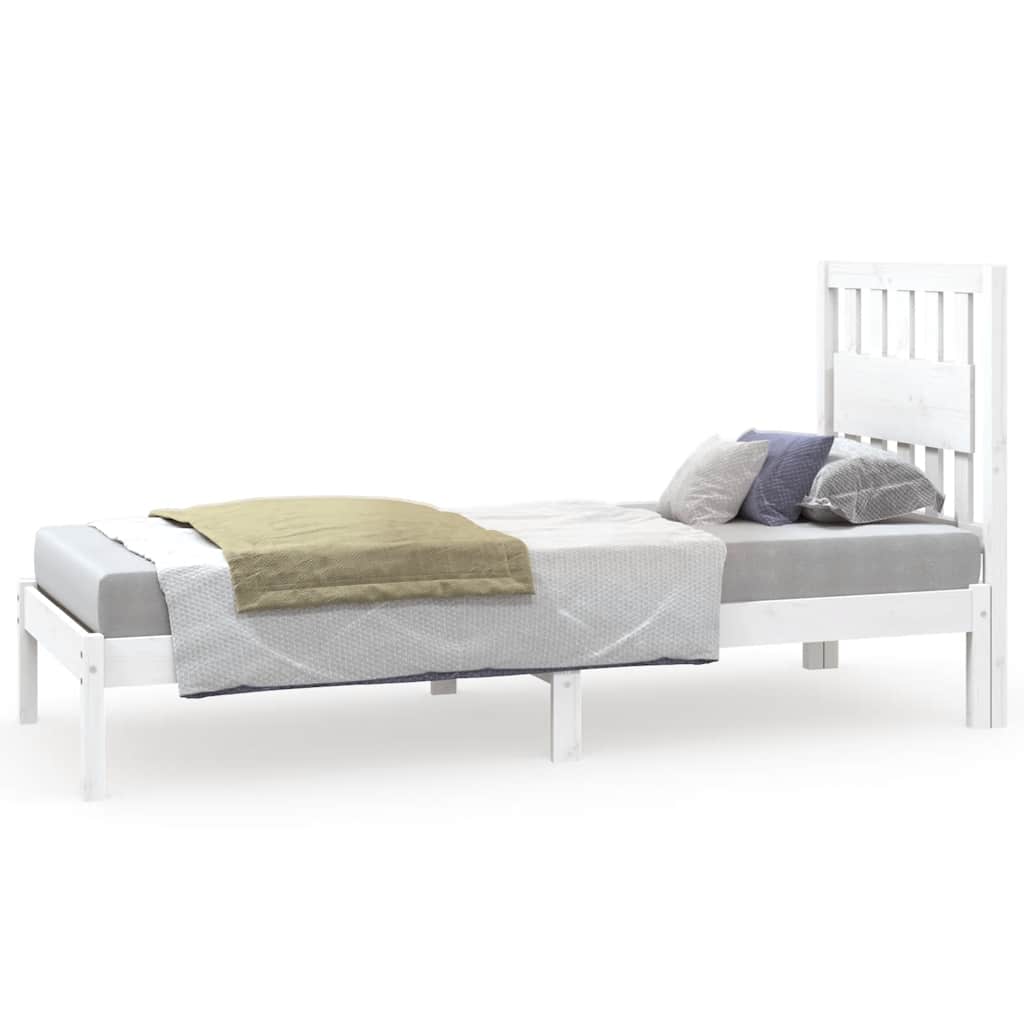vidaXL Rama łóżka, biała, lite drewno sosnowe, 75x190 cm, pojedyncza