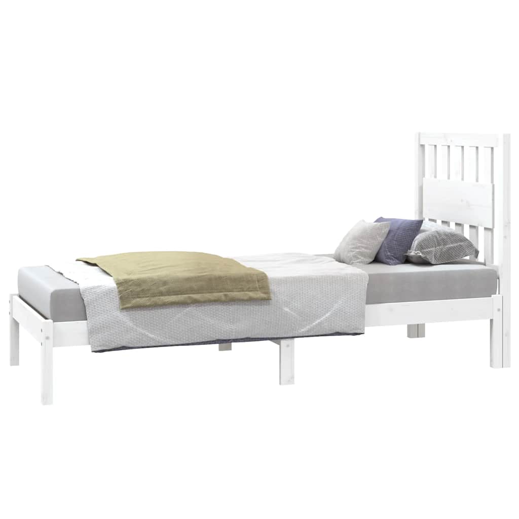 vidaXL Rama łóżka, biała, lite drewno sosnowe, 75x190 cm, pojedyncza