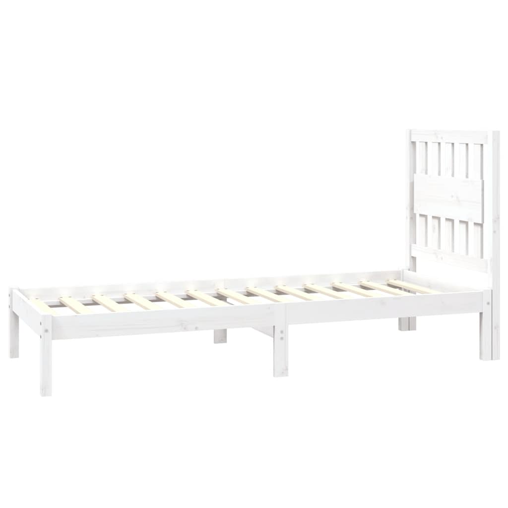 vidaXL Rama łóżka, biała, lite drewno sosnowe, 75x190 cm, pojedyncza