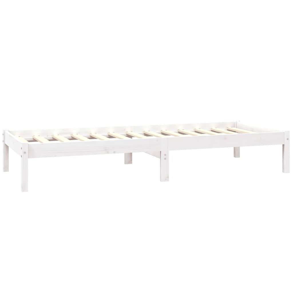 vidaXL Rama łóżka, biała, lite drewno sosnowe, 75x190 cm, pojedyncza