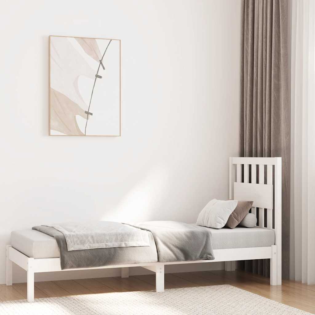 vidaXL Rama łóżka, biała, lite drewno sosnowe, 75x190 cm, pojedyncza