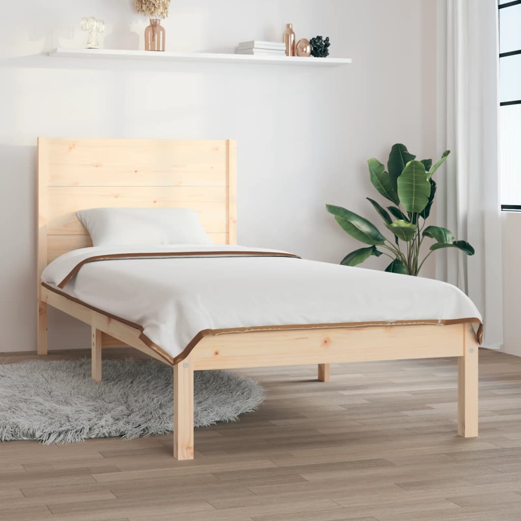 vidaXL Rama łóżka, lite drewno, 75x190 cm, pojedyncza