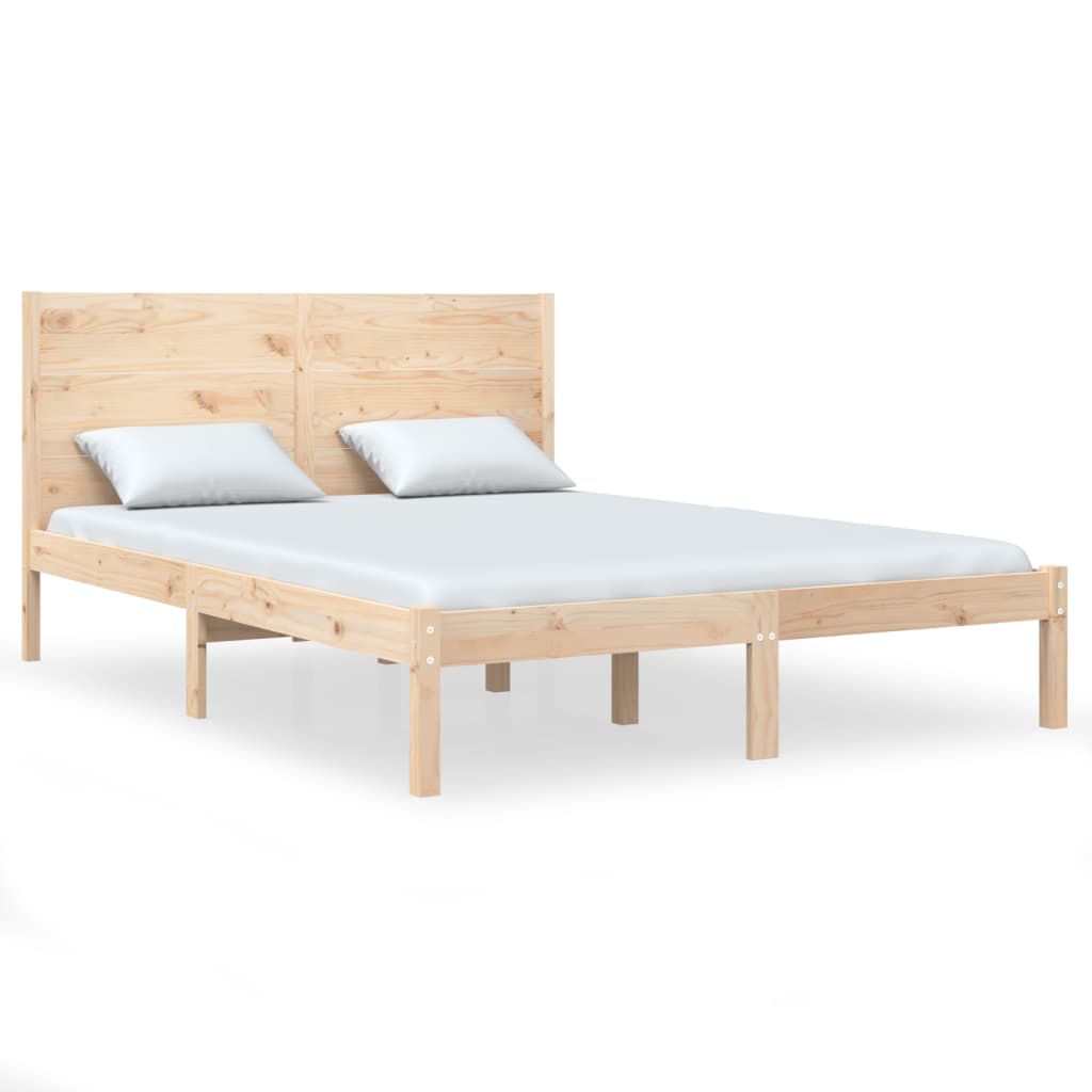 vidaXL Rama łóżka, lite drewno, 135x190 cm, podwójna
