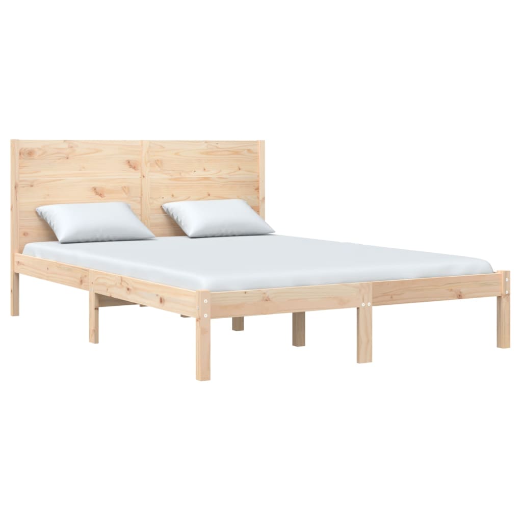 vidaXL Rama łóżka, lite drewno, 135x190 cm, podwójna