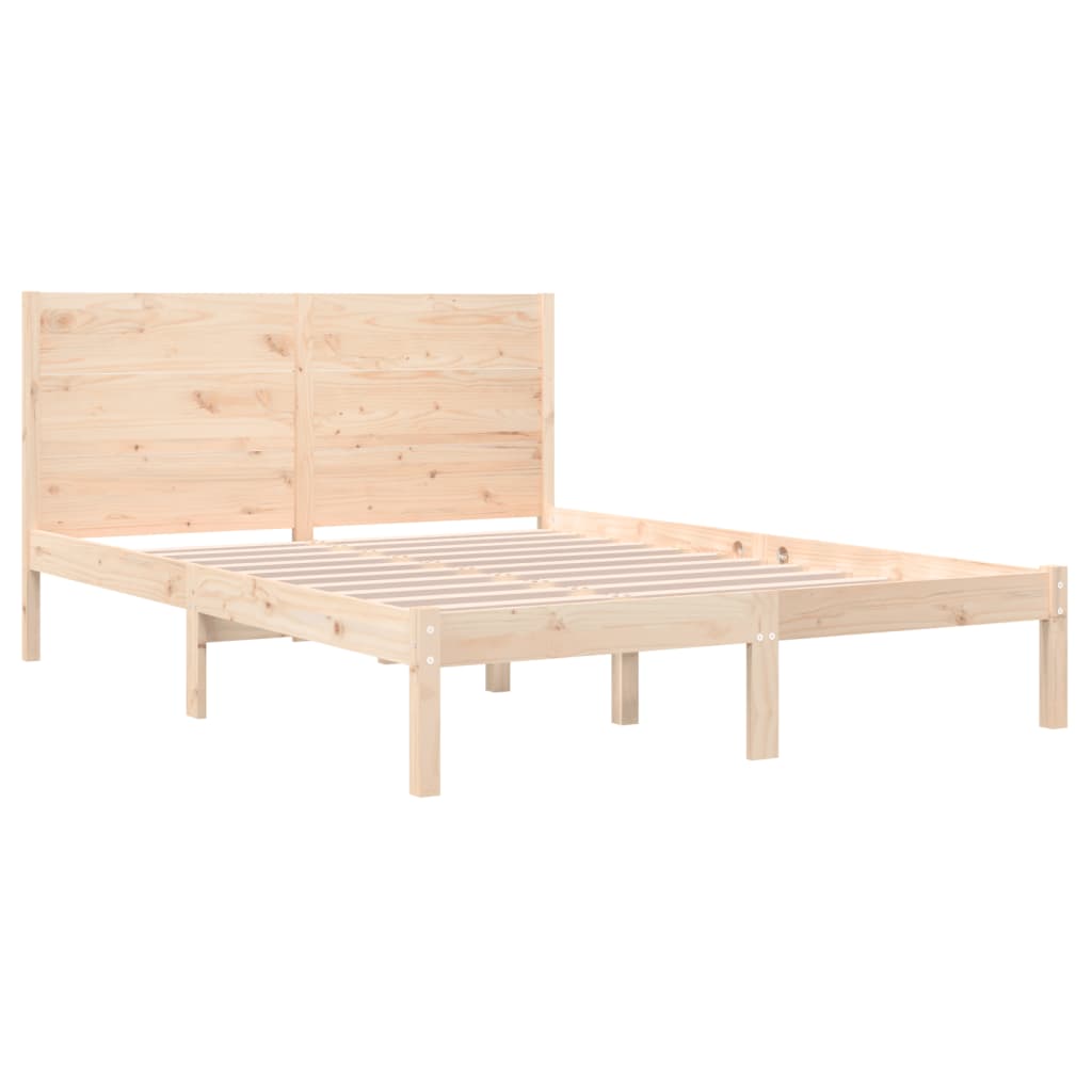 vidaXL Rama łóżka, lite drewno, 135x190 cm, podwójna