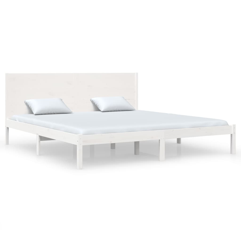 vidaXL Łóżko bez materaca, białe, 200x200 cm, lite drewno sosnowe