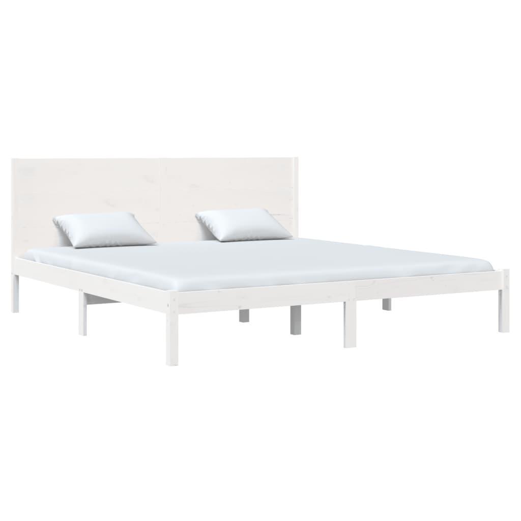 vidaXL Łóżko bez materaca, białe, 200x200 cm, lite drewno sosnowe