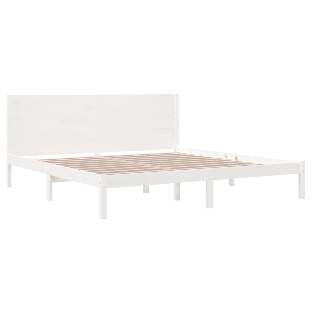 vidaXL Łóżko bez materaca, białe, 200x200 cm, lite drewno sosnowe