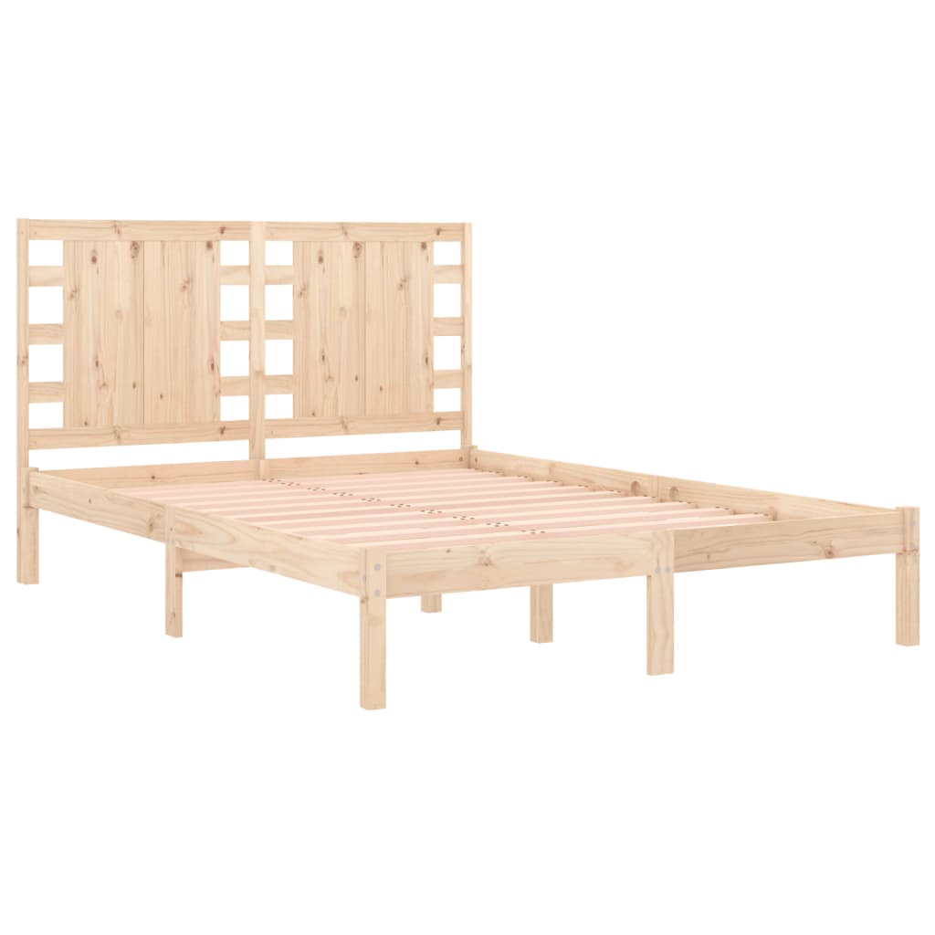 vidaXL Rama łóżka, lite drewno, 135x190 cm, podwójna
