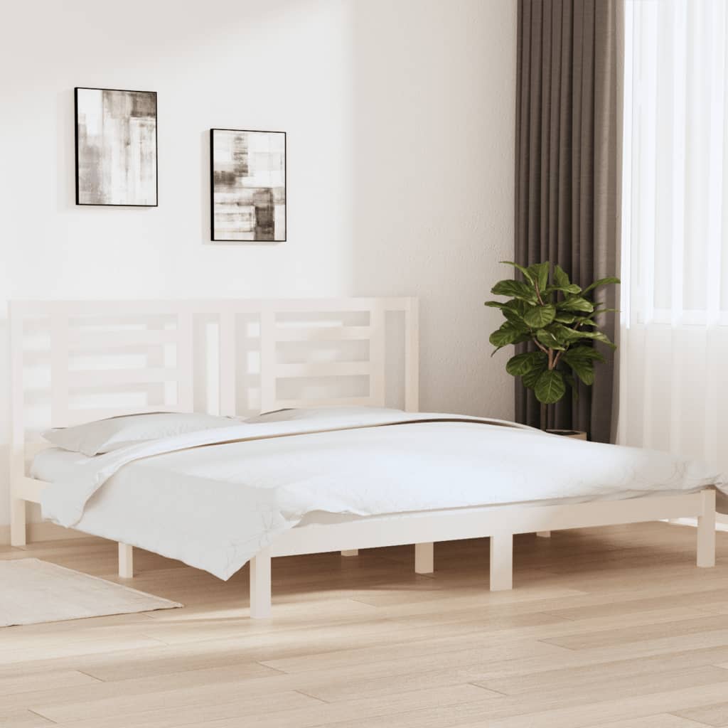 vidaXL Łóżko bez materaca, białe, 200x200 cm, lite drewno sosnowe