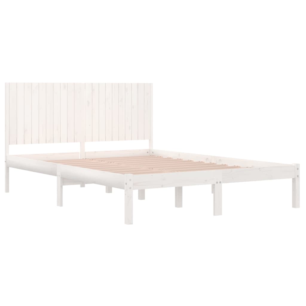 vidaXL Łóżko bez materaca, białe, 200x200 cm, lite drewno sosnowe