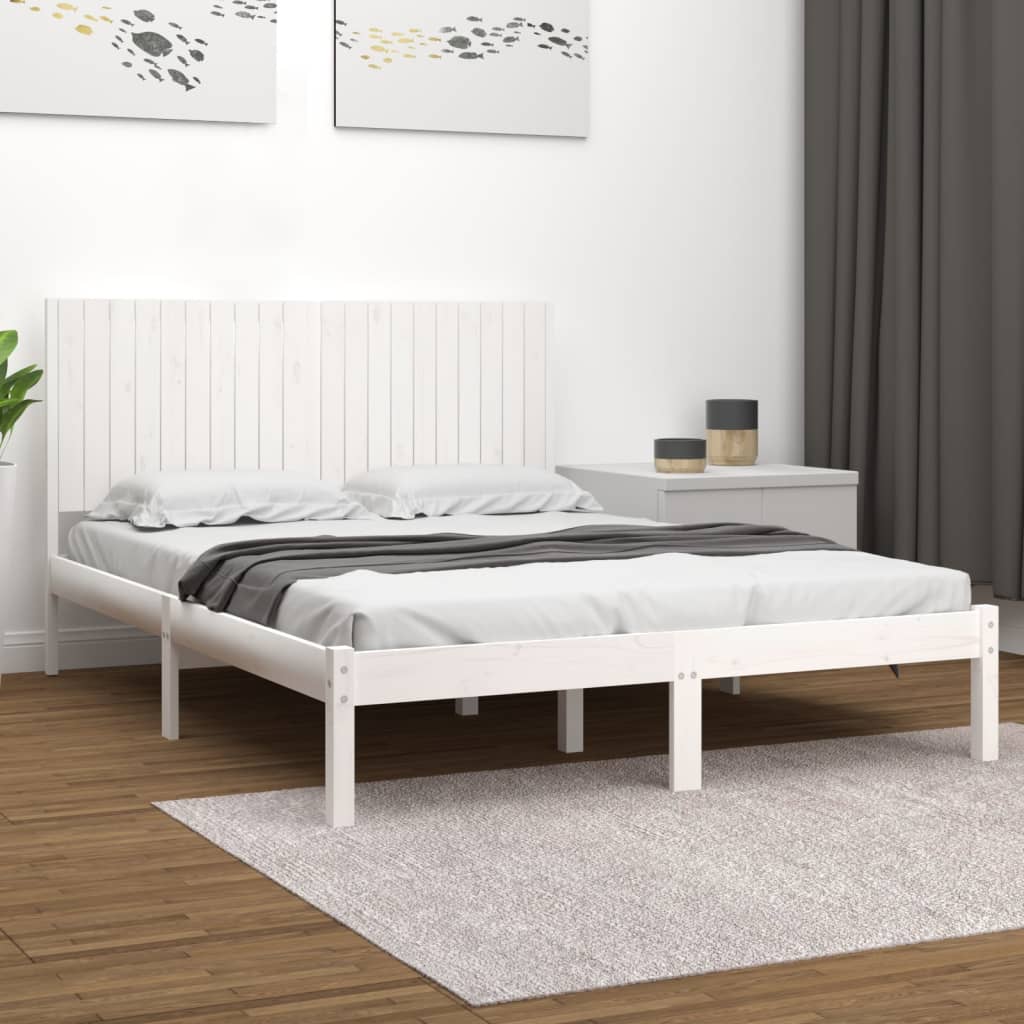 vidaXL Łóżko bez materaca, białe, 200x200 cm, lite drewno sosnowe