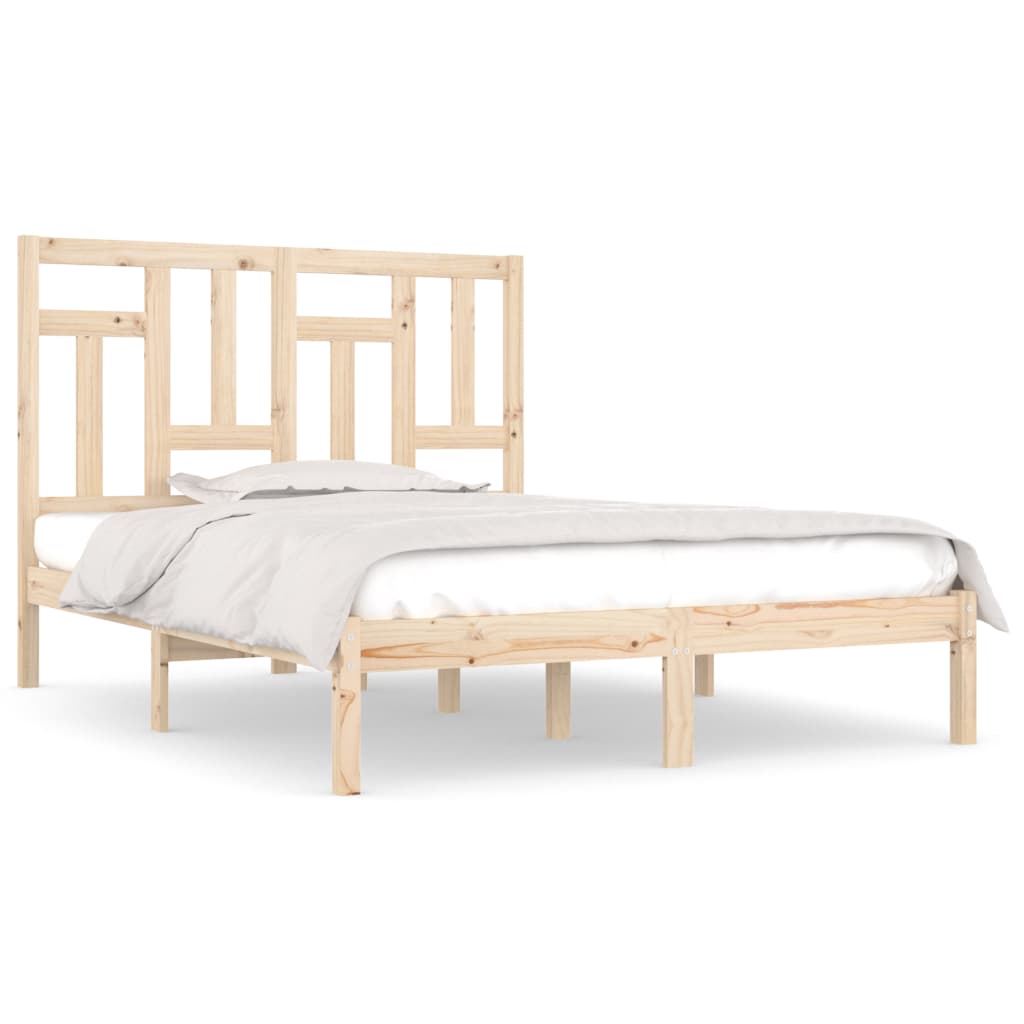 vidaXL Rama łóżka, lite drewno, 135x190 cm, podwójna