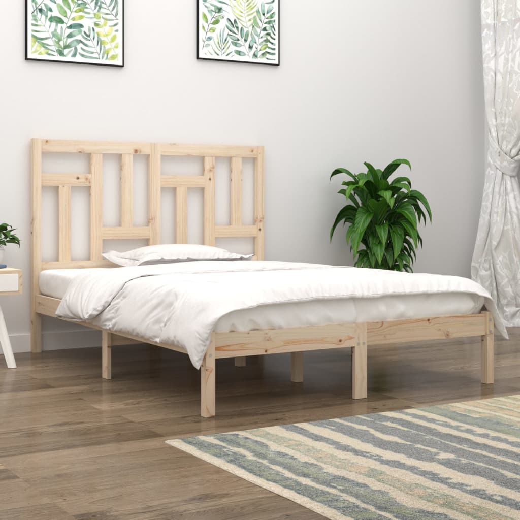 vidaXL Rama łóżka, lite drewno, 135x190 cm, podwójna