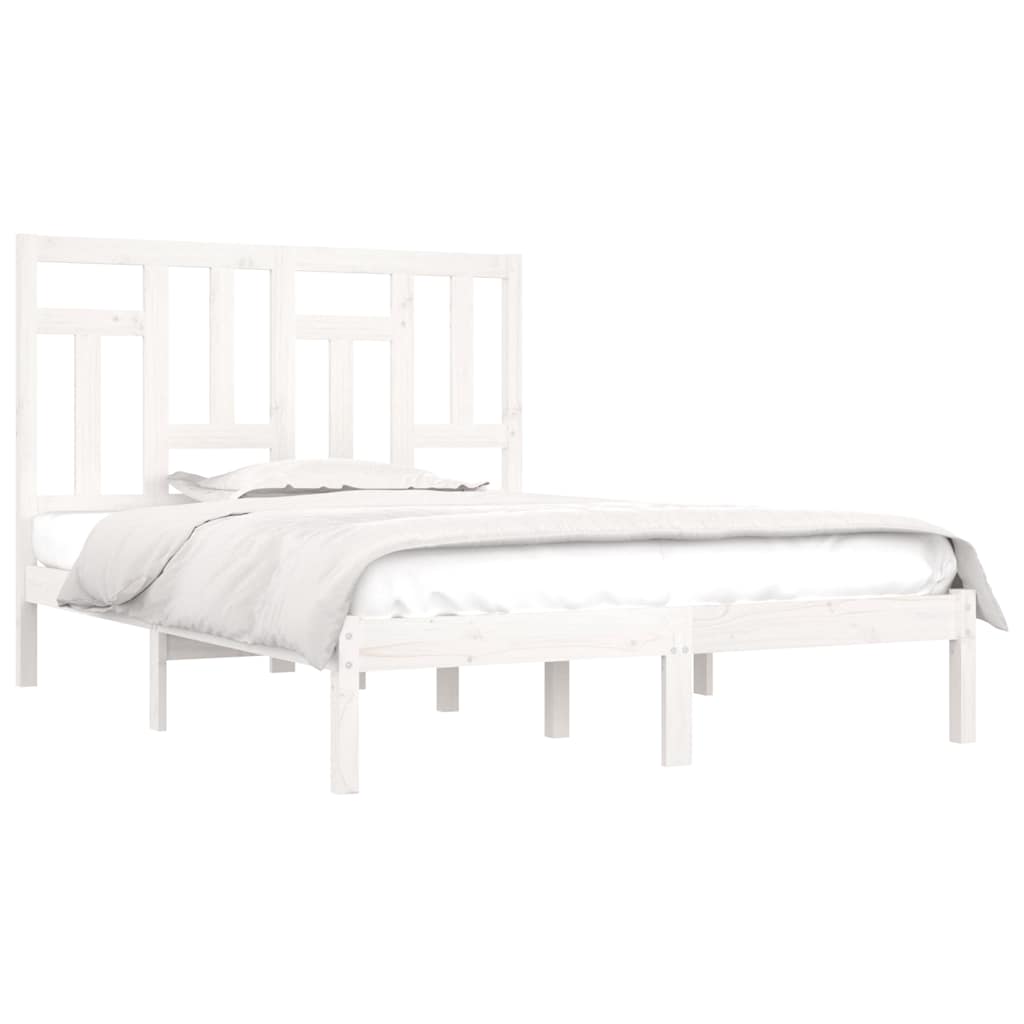 vidaXL Rama łóżka bez materaca, biała, 140x190 cm, lite drewno sosnowe