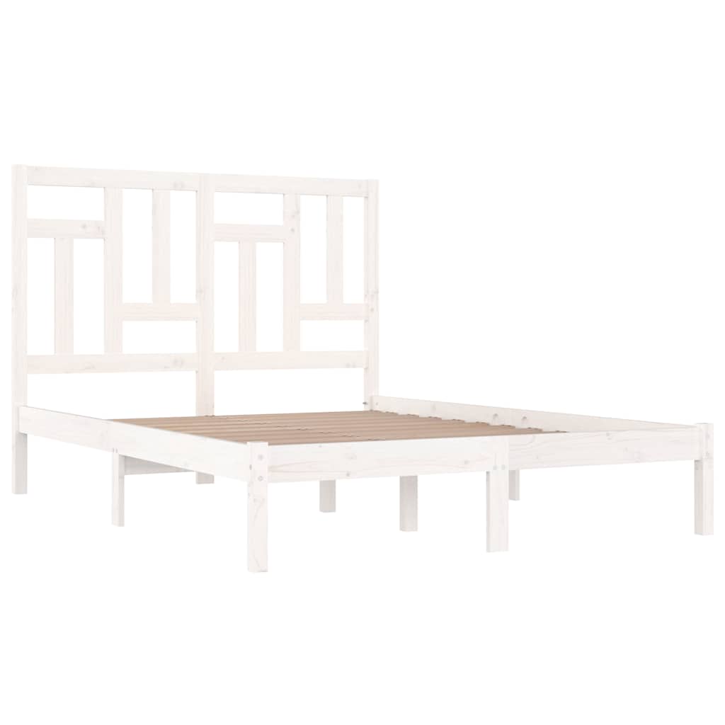 vidaXL Rama łóżka bez materaca, biała, 140x190 cm, lite drewno sosnowe