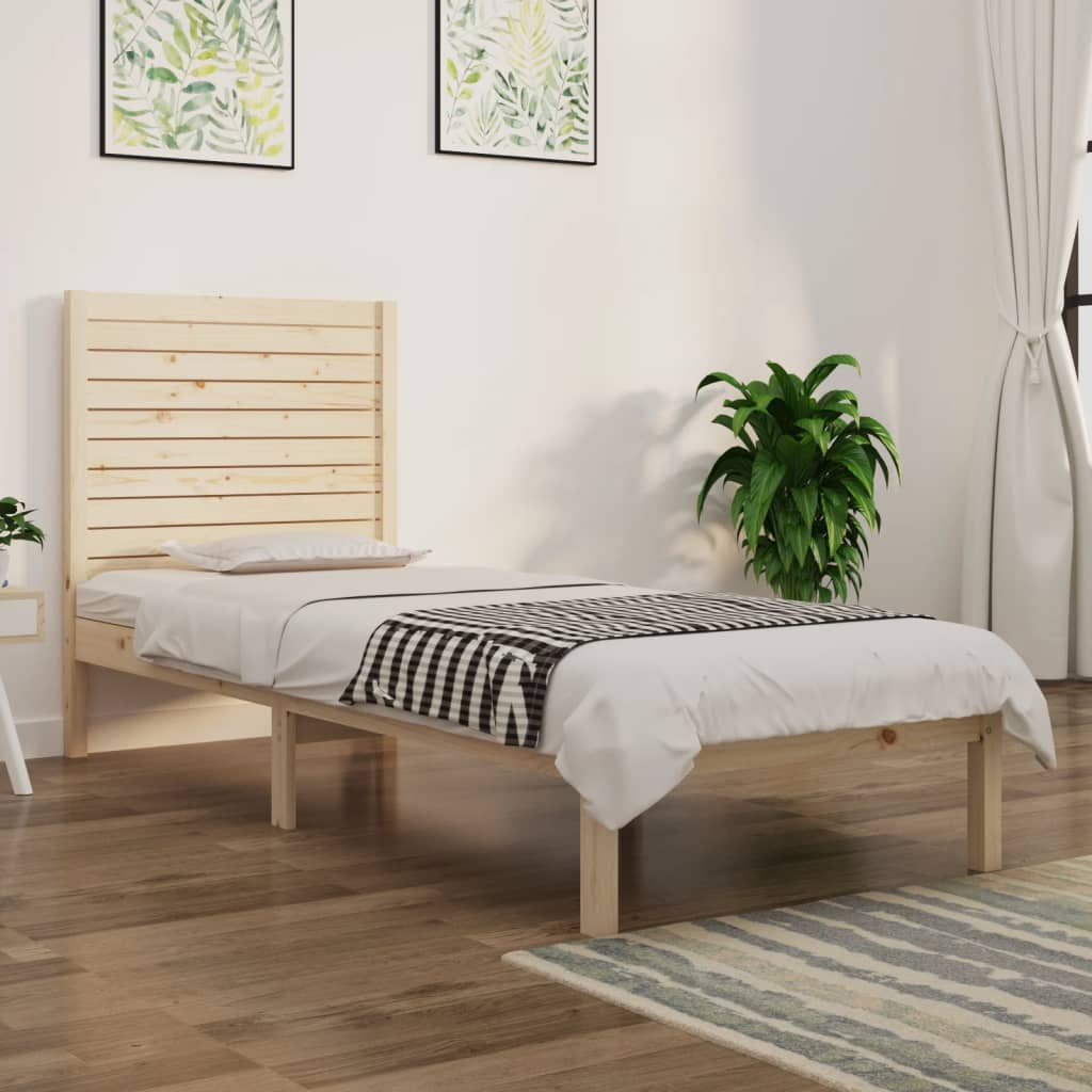 vidaXL Rama łóżka, lite drewno, 75x190 cm, pojedyncza